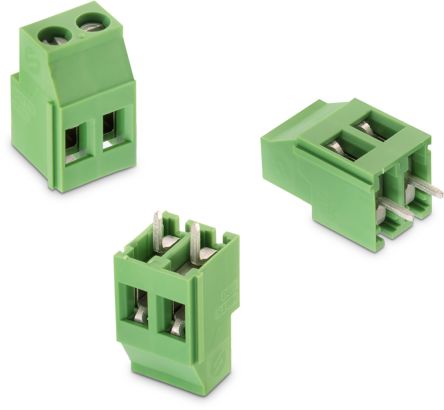 Wurth Elektronik Borne Para PCB De 3 Vías, Paso 5.08mm, 16A, De Color Verde, Montaje Montaje En Orificio Pasante,