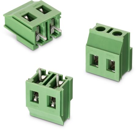 Wurth Elektronik Borne Para PCB De 2 Vías, Paso 7.5mm, 16A, De Color Verde, Montaje Montaje En Orificio Pasante,