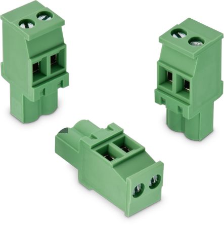 Wurth Elektronik Borne Para PCB De 2 Vías, Paso 5mm, 15A, De Color Verde, Montaje De Cable, Terminación Soldador