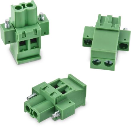 Wurth Elektronik Borne Para PCB De 3 Vías, Paso 5mm, 15A, De Color Verde, Montaje De Cable, Terminación Soldador