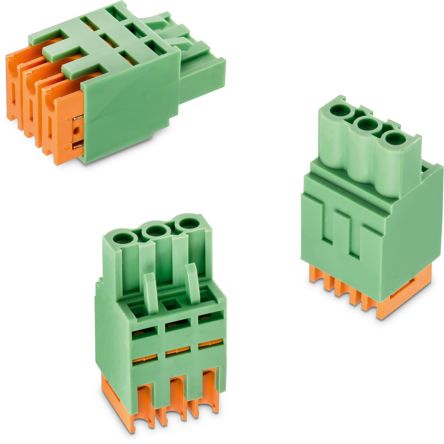 Wurth Elektronik Borne Para PCB De 7 Vías, Paso 5.08mm, 7A, De Color Verde, Montaje De Cable, Terminación Soldador