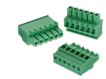 Wurth Elektronik Borne Para PCB De 6 Vías, Paso 3.81mm, 10.5A, De Color Verde, Montaje De Cable, Terminación Soldador
