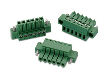 Wurth Elektronik Borne Para PCB De 8 Vías, Paso 3.5mm, 10A, De Color Verde, Montaje De Cable, Terminación Soldador