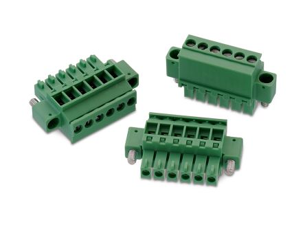 Wurth Elektronik Borne Para PCB De 3 Vías, Paso 3.5mm, 10A, De Color Verde, Terminación Soldador