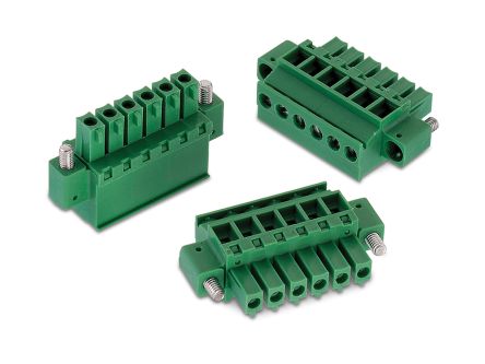 Wurth Elektronik Borne Para PCB Macho De 3 Vías, Paso 3.81mm, 10A, De Color Verde, Montaje De Cable, Terminación