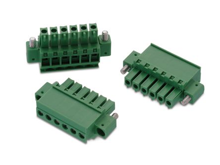 Wurth Elektronik Borne Para PCB Macho De 5 Vías, Paso 3.81mm, 10A, De Color Verde, Montaje De Cable, Terminación
