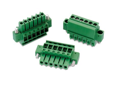 Wurth Elektronik Borne Para PCB Macho De 4 Vías, Paso 3.5mm, 10A, De Color Verde, Montaje De Cable, Terminación