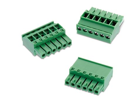 Wurth Elektronik Borne Para PCB Macho De 7 Vías, Paso 3.5mm, 10A, De Color Verde, Montaje De Cable, Terminación