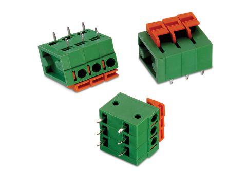 Wurth Elektronik Borne Para PCB Macho De 9 Vías, Paso 5mm, 10A, De Color Verde, Montaje En PCB, Terminación Soldador