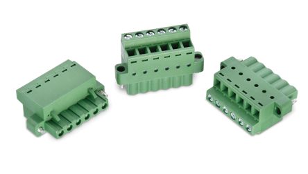 Wurth Elektronik Borne Para PCB Macho De 5 Vías, Paso 5.08mm, 16A, De Color Verde, Montaje En PCB, Terminación Soldador