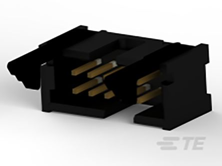 TE Connectivity AMP-LATCH Leiterplatten-Stiftleiste Gerade, 10-polig / 2-reihig, Raster 2.54mm, Platine-Platine,