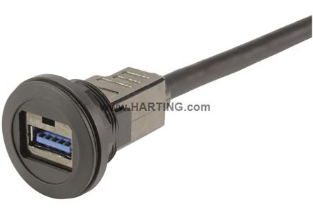 HARTING Câble USB, USB A Vers USB A, 500mm, Noir