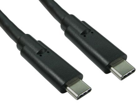RS PRO USB线, USB C公插转USB C公插, 1.5m长, USB 3.1, 黑色