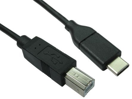RS PRO USB线, USB C公插转USB B公插, 2m长, USB 2.0, 黑色