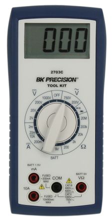 BK Precision Multímetro BK2703C, Calibrado UKAS, 750V Ac/1000V Dc/10A Dc, CAT II, CAT III