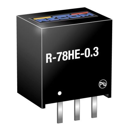 Recom R-78HE-0.3 Schaltregler, Eingang 6.5 → 72V Dc / Ausgang 5V Dc, 1 Ausg., 300mA, PCB-Montage