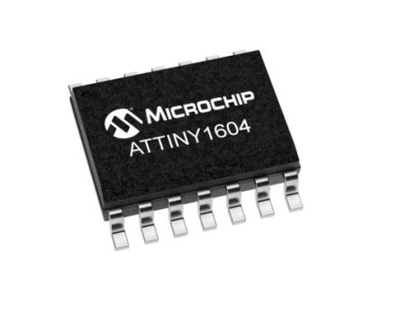 Microchip Microcontrôleur, 8bit, 1,024 Ko RAM, 16 Ko, 20MHz, SOIC 14, Série ATtiny1604