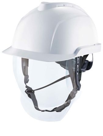 MSA Safety V-Gard 950 Class 1 Schutzhelm, Mit Kinnriemen, Verstellbar Und Augenschutz, ABS Weiß