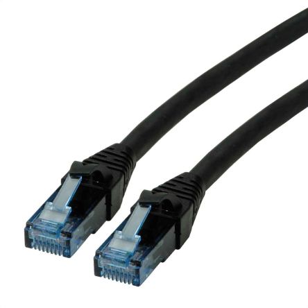 Roline Cable Ethernet Cat6a U/UTP De Color Negro, Long. 300mm, Funda De LSZH, Libre De Halógenos Y Bajo Nivel De Humo