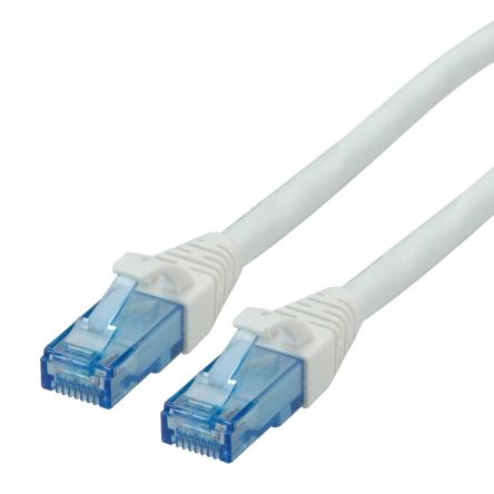 Roline Cable Ethernet Cat6a U/UTP De Color Blanco, Long. 300mm, Funda De LSZH, Libre De Halógenos Y Bajo Nivel De Humo
