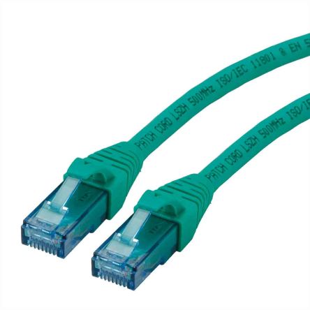 Roline Ethernetkabel Cat.6a, 0.5m, Grün Patchkabel, A RJ45 U/UTP Stecker, B RJ45, LSZH