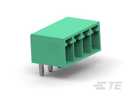 TE Connectivity Borne Para PCB Macho Ángulo De 90° De 3 Vías, Paso 3.5mm, 10A, De Color Verde, Montaje Montaje En