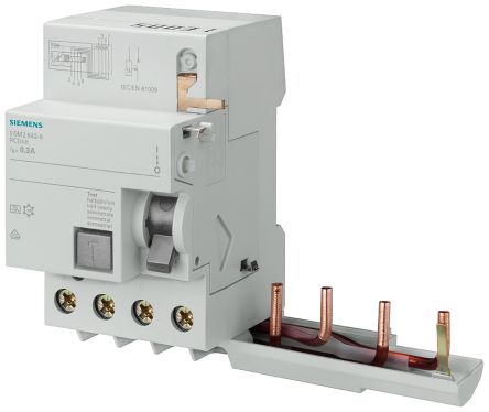 Siemens Sentron 5SM2 FI/LS-Schalter 40A, 4-polig Typ AC, Empfindlichkeit 300mA, DIN-Schienen-Montage