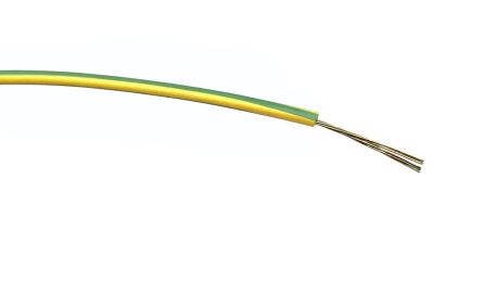 RS PRO Cable De Conexión, área Transversal 0,2 Mm² Núcleo Simple Filamentos Del Núcleo 7 / 0,2 Mm Verde/Amarillo, 1 KV