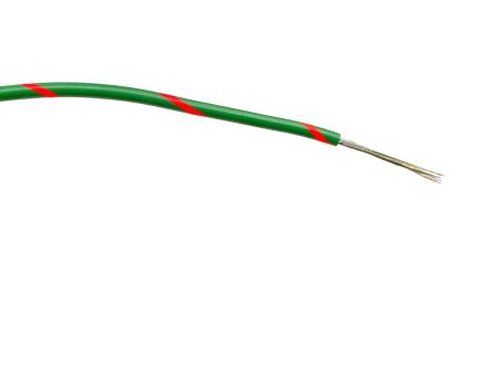 RS PRO Green/Red 0.5 Mm² Hook Up Wire, 20 AWG, 16/0.2 Mm, 100m, PVC Insulation