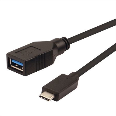 Roline USB-Kabel, USB C / USBA, 150mm USB 3.0 Schwarz