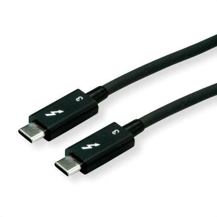 Roline Cable USB, Con A. Thunderbolt 3 Macho, Con B. Thunderbolt 3 Hembra, Long. 500mm, Color Negro