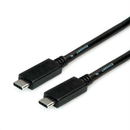 Roline USB-Kabel, USB C / USB C, 1m Schwarz