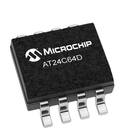 Microchip 64kbit EEPROM-Speicherbaustein, Seriell (2-Draht, I2C) Interface, SOIC-8, 550ns SMD 8K X 8 Bit, 8k X 8-Pin