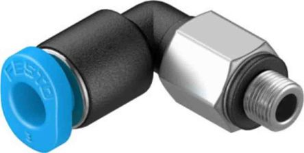 Festo Elbow Threaded Adaptor, M3 Male To Push In 3 Mm, Threaded-to-Tube Connection Style, 153330