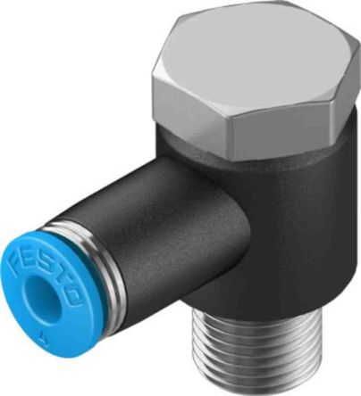 Festo Elbow Threaded Adaptor, R 1/4 Male To Push In 4 Mm, Threaded-to-Tube Connection Style, 130749