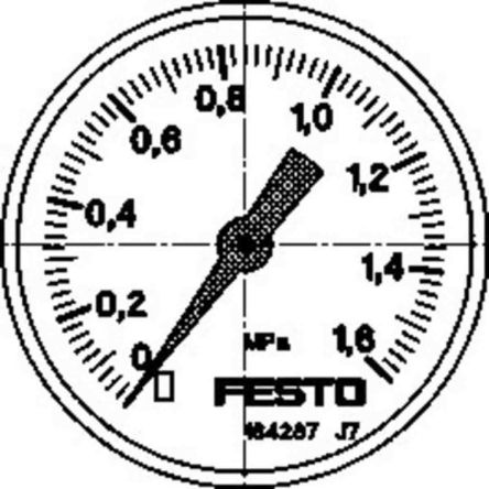 Festo 192733 Druckmessgerät Rückseitige Kabeleinführung Analog 0bar → 16bar, Ø 40mm