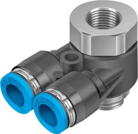 Festo Y Threaded Adaptor Push In 8 Mm, G 1/4 Male To G 1/4 Female, Threaded-to-Tube Connection Style, 186214