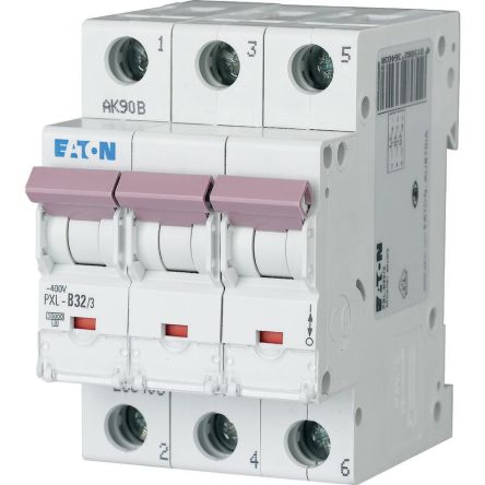 Eaton PXL MCB, 3P, 32A Curve B, 10 kA Breaking Capacity
