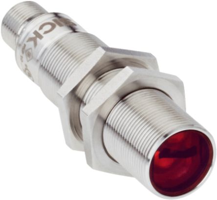 Sick GR18 Inox Zylindrisch Optischer Sensor, Reflektierend, Bereich 7,2 M, PNP Ausgang, M12-Steckverbinder