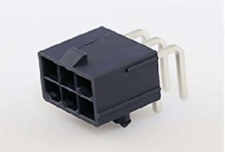 Molex Conector Macho Para PCB Ángulo De 90° Serie Mini-Fit Jr. De 6 Vías, 2 Filas, Paso 4.2mm, Montaje En Orificio