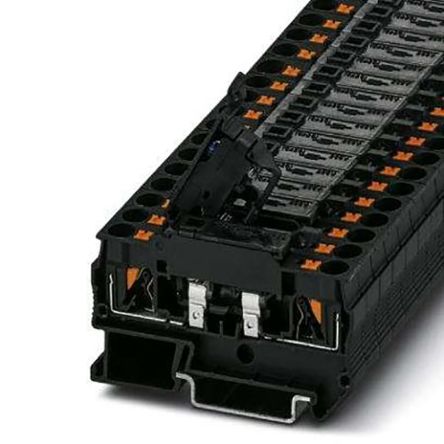 Phoenix Contact PTC 4 Series Black Fused DIN Rail Terminal, 6mm², Single-Level