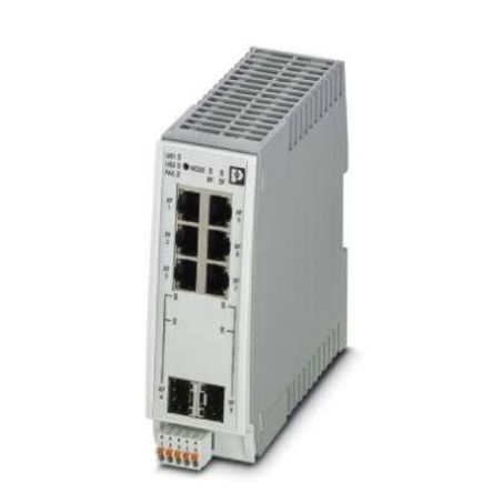 Phoenix Contact Switch Ethernet 6 Ports RJ45, 10/100Mbit/s, Montage Rail DIN 24V C.c.