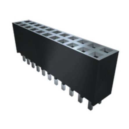 Samtec SSW Series Right Angle Through Hole Mount PCB Socket, 12-Contact, 1-Row, 2.54mm Pitch, Solder Termination