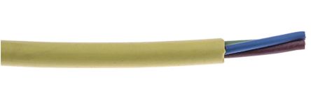 RS PRO 3 Core Power Cable, 1 Mm², 600mm, Yellow Thermoplastic Elastomers TPE Sheath, Coiled, 300/500 V