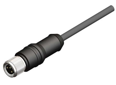 RS PRO Cable De Conexión, Con. A M8 Hembra, 3 Polos, Con. B Sin Terminación, Long. 10m, 60 V, 4 A, IP67