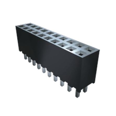 Samtec SQT Series Straight Through Hole Mount PCB Socket, 24-Contact, 2-Row, 2mm Pitch, Solder Termination