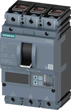 Siemens SENTRON 3VA, Leistungsschalter MCCB 3-polig, 100A / Abschaltvermögen 55 KA 690V, Fest