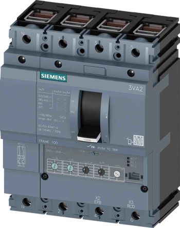 Siemens SENTRON 3VA, Leistungsschalter MCCB 4-polig, 63A / Abschaltvermögen 55 KA 690V, Fest