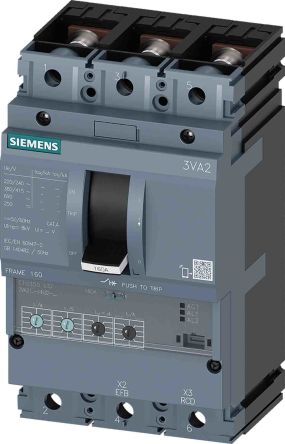 Siemens, SENTRON MCCB 3P 100A, Breaking Capacity 55 KA, Fixed Mount