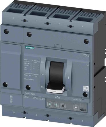 Siemens SENTRON 3VA, Leistungsschalter MCCB 4-polig, 1kA / Abschaltvermögen 55 KA 690V, Fest